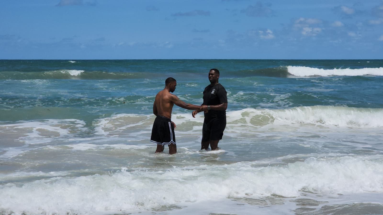 Men's Ministry baptism at the beach